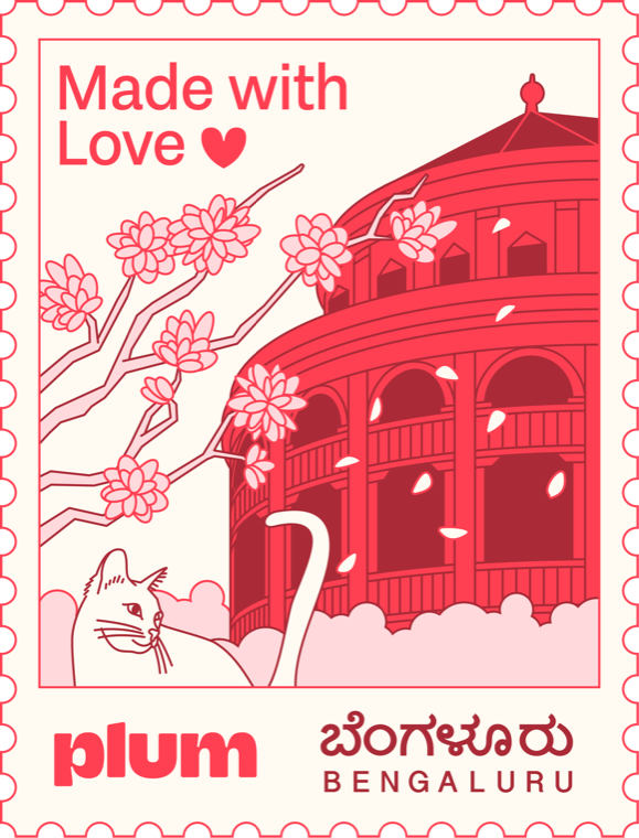 A postage stamp: Made with love, Plum, Bengaluru
