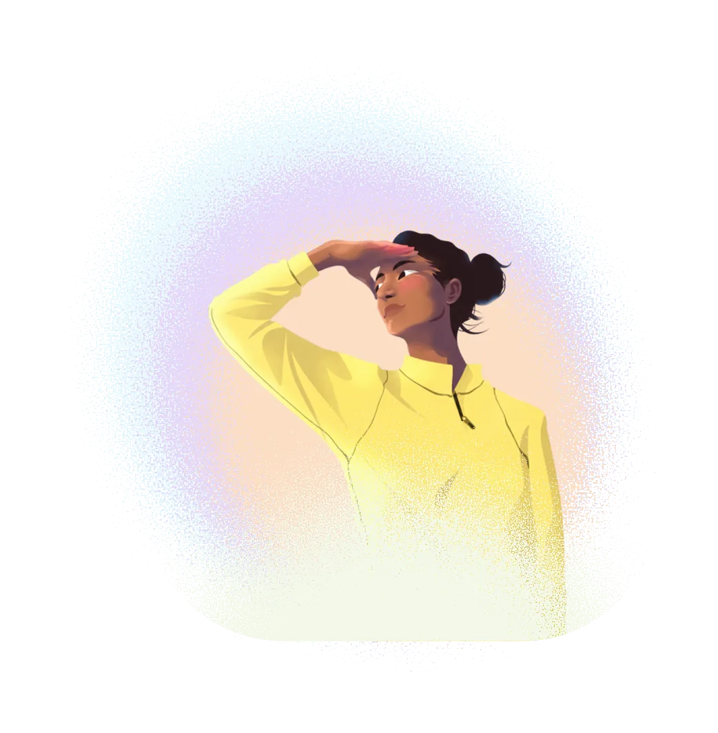 Illustration of a woman shading her eyes as she looks ahead